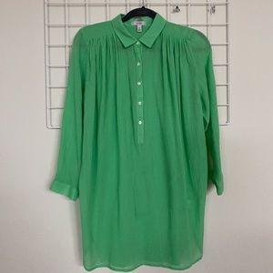 J Crew Lime Green Gauze Popover Shirtdress XS